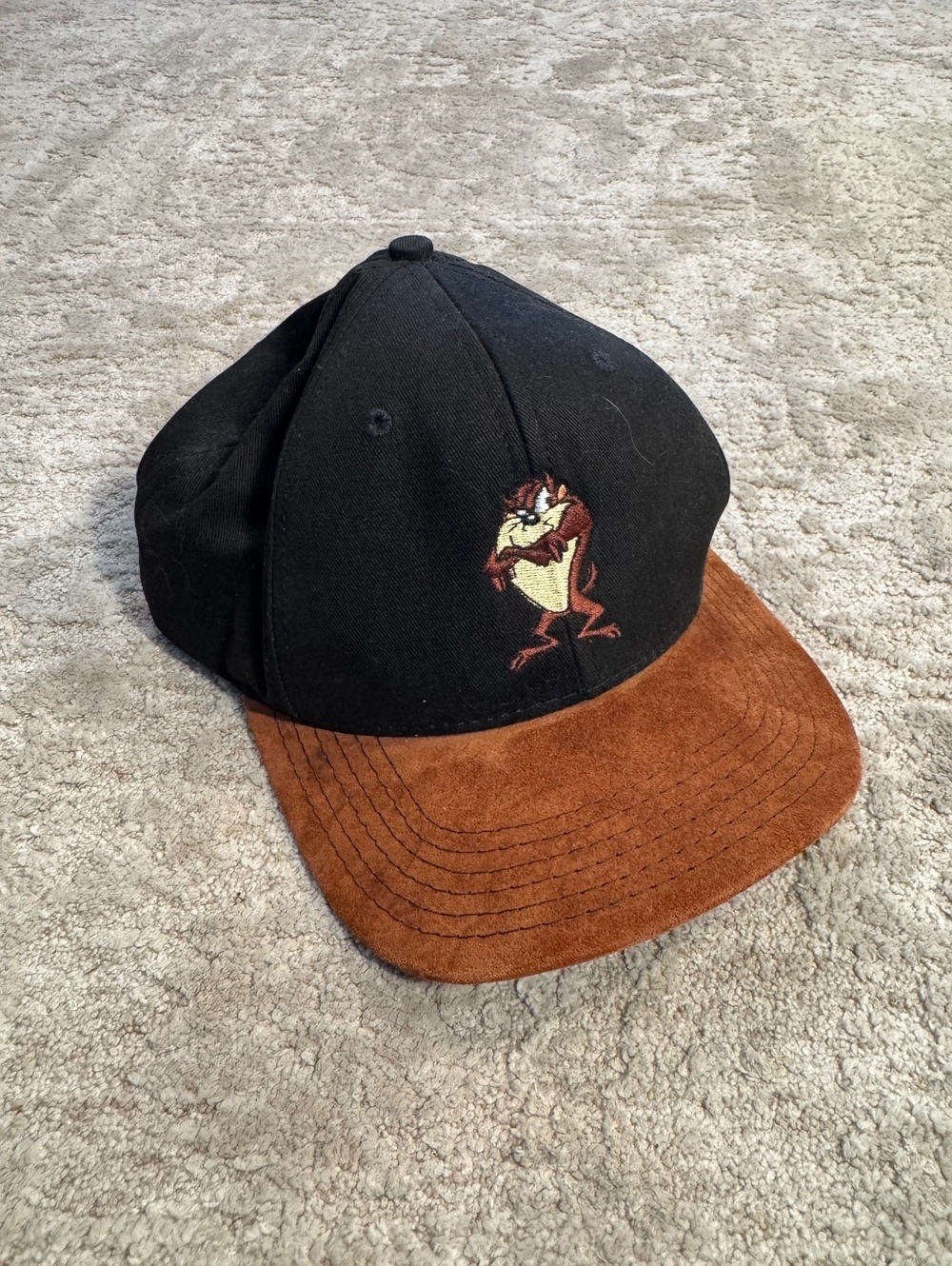 Vintage 90s Taz Hat Warner Bros Studio Store USA Made Brown Brim Snapback